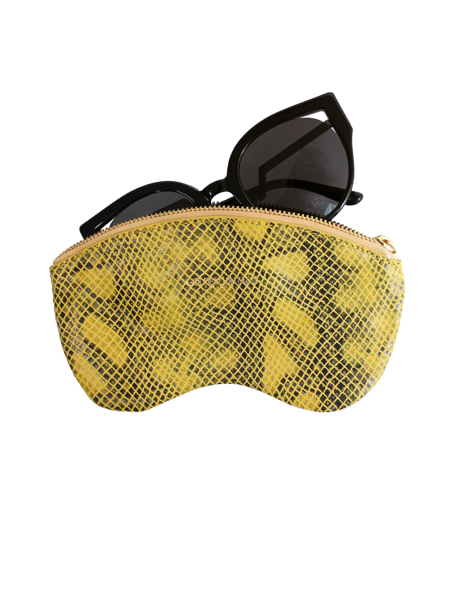 Etui à lunettes cuir Python Jaune