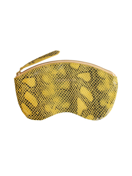 Etui à lunettes cuir  Python Jaune