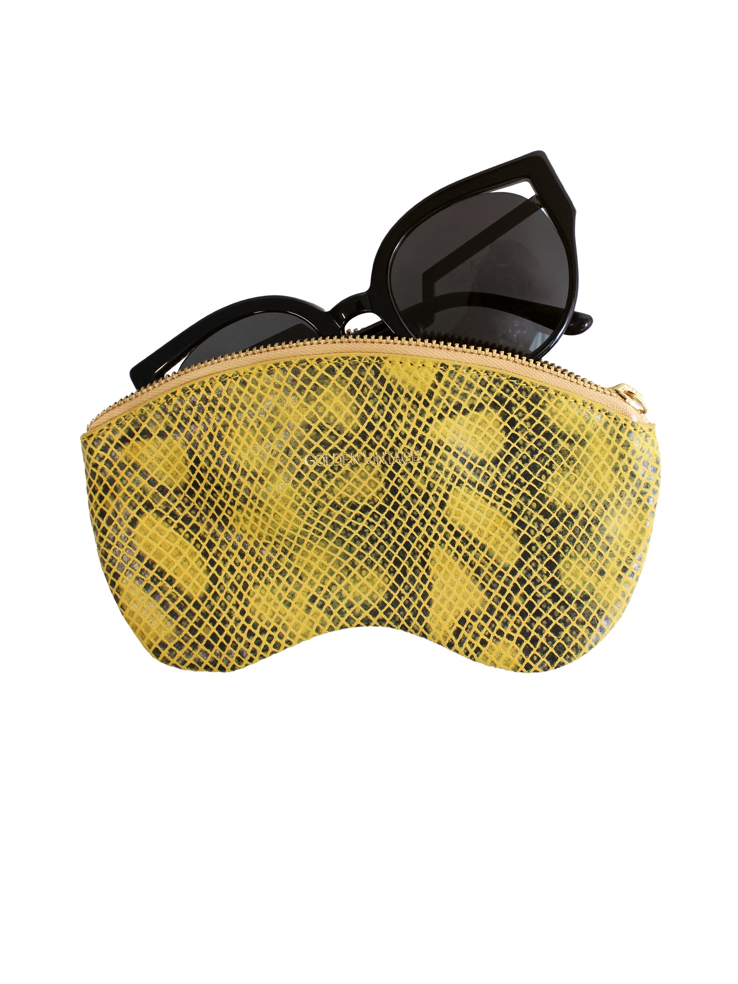 Etui à lunettes cuir  Python Jaune